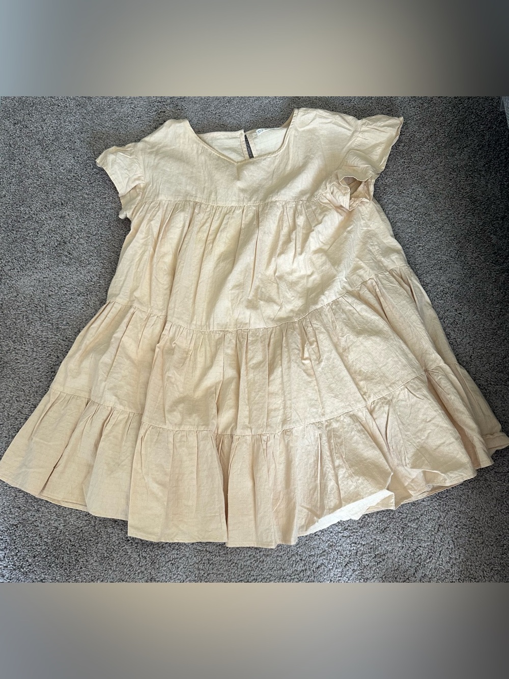 Tiered Cream Short-Sleeve Dress